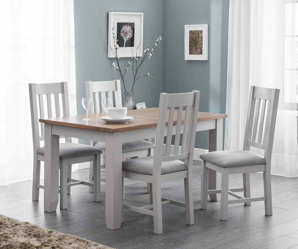 Julian Bowen Richmond Oak and Grey Extending Dining Table with 4 Chairs
