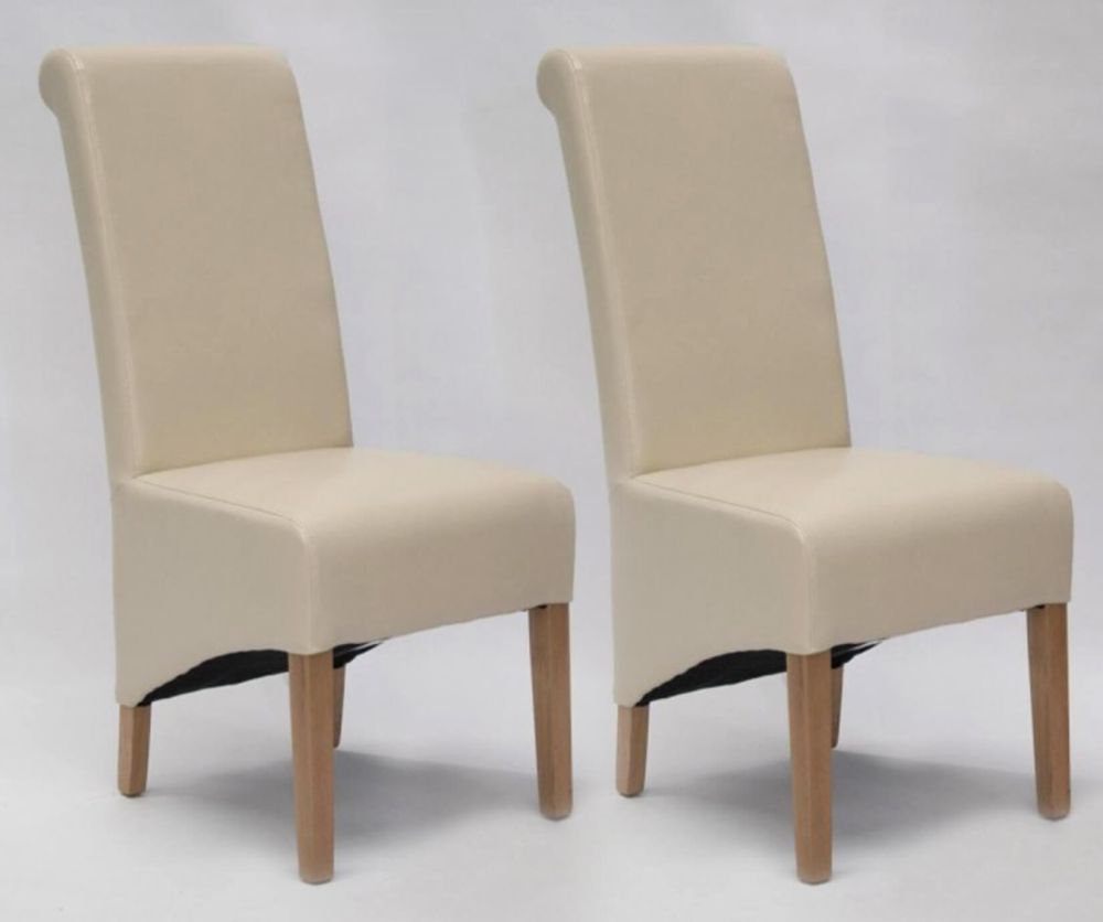 Homestyle GB Richmond Ivory Bonded Leather Dining Chair in Pair