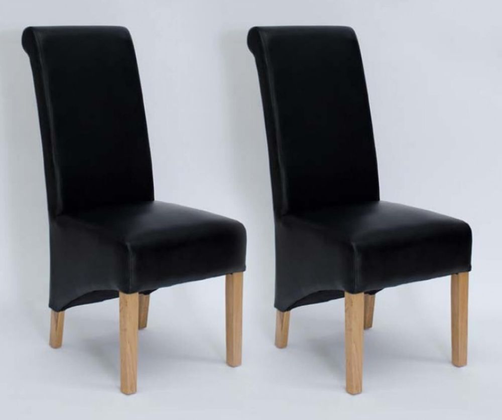 Homestyle GB Richmond Noir Matt Bonded Leather Dining Chair in Pair