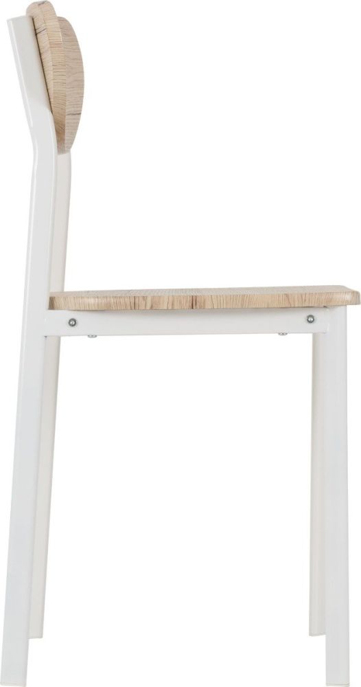 Seconique Furniture Riley White and Light Oak Effect Veneer Chair in Pair
