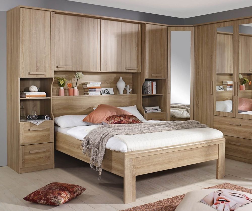 Rauch Rivera Sonoma Oak Overbed Unit Bedroom Set with 140cm Bed
