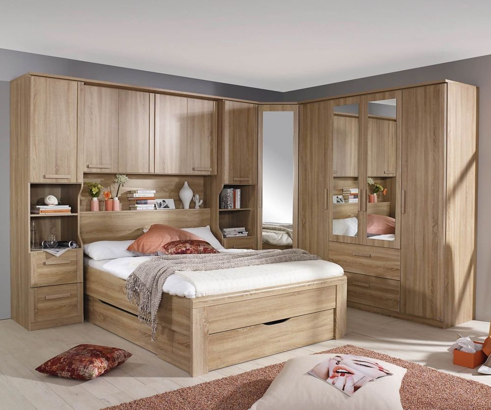 Rauch Rivera Sonoma Oak 5ft King Size Bed with Plinth Drawers (160x200cm)