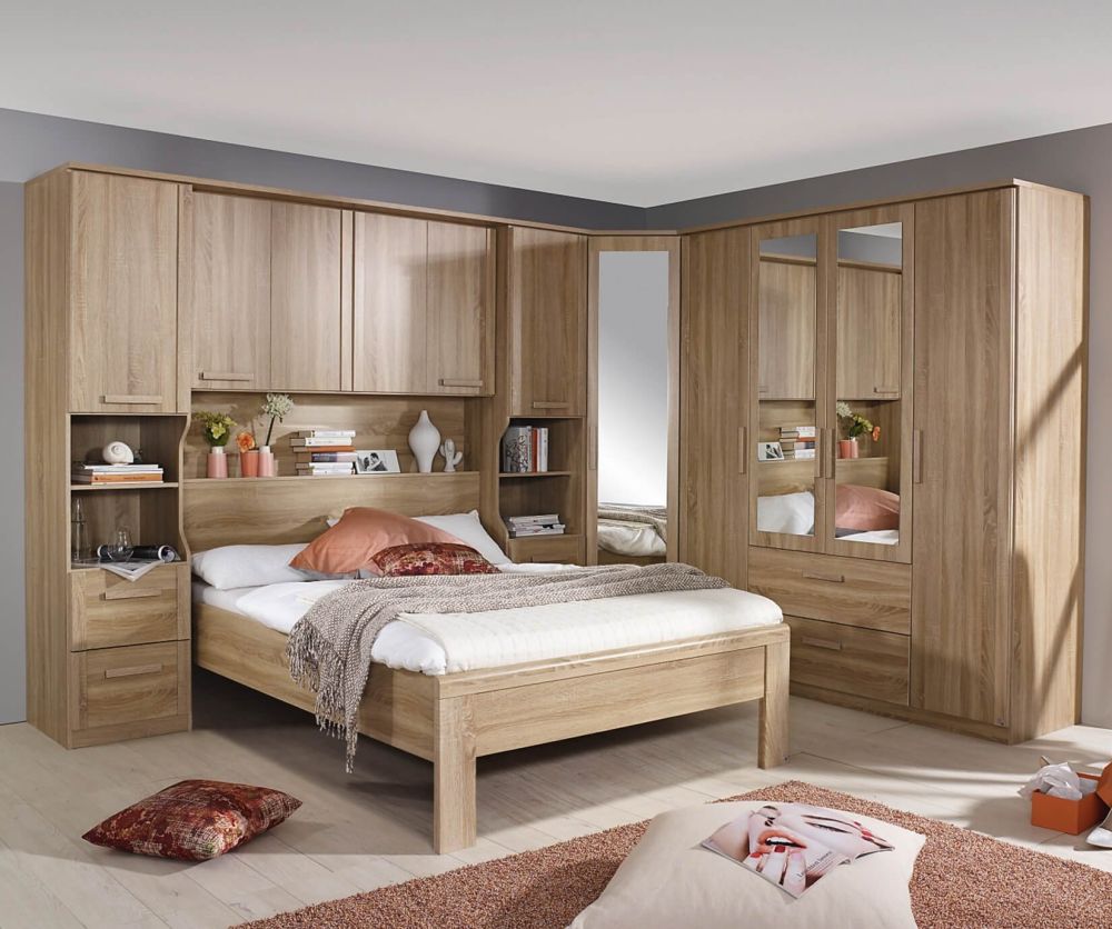 Rauch Rivera Sonoma Oak Overbed for Beds with Wall Panel and Book Storage (W 160cm x 200cm)