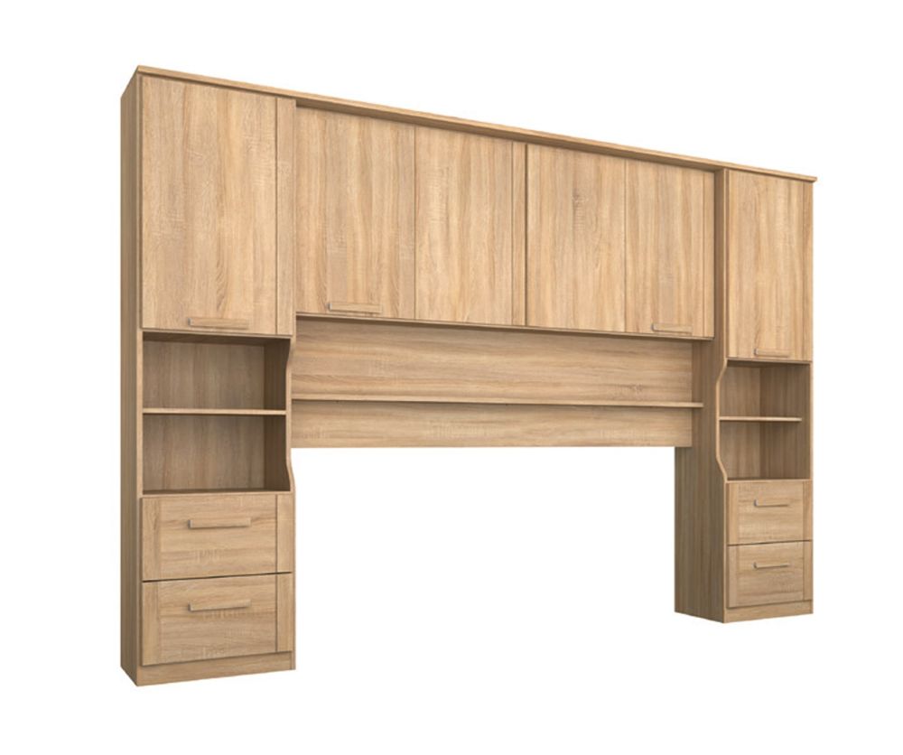 Rauch Rivera Sonoma Oak Overbed for Beds with Wall Panel and Book Storage (W 160cm x 200cm)