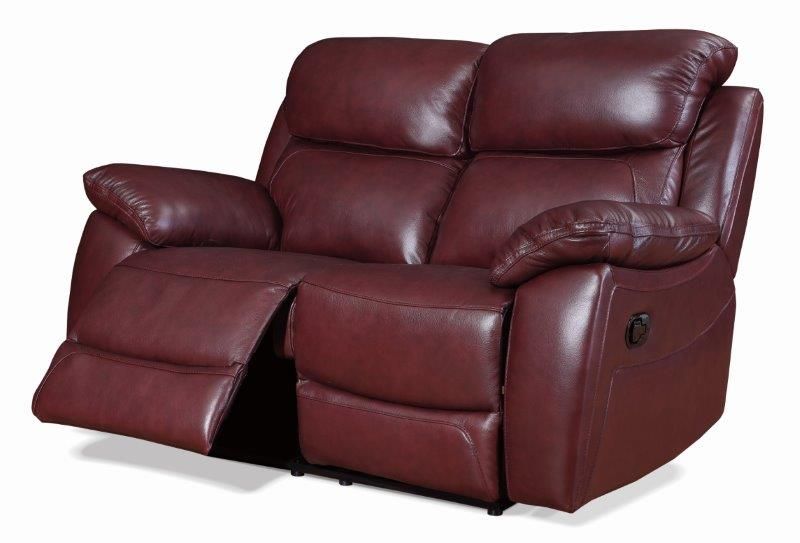 Rivoli Burgundy Leather Recliner 2 Seater Sofa