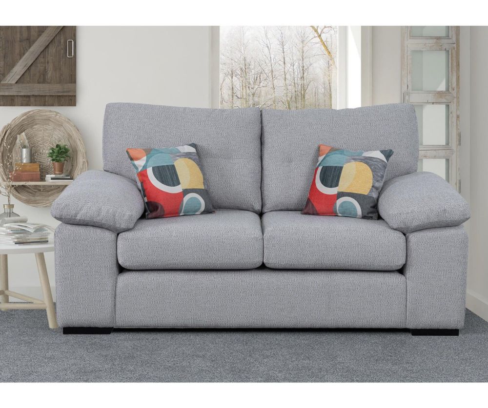 Sweet Dreams Rochester Silver Fabric 2 seater Sofa