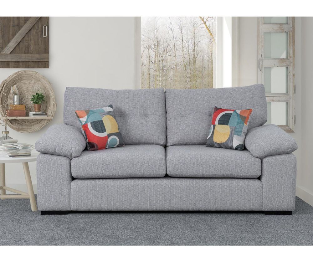 Sweet Dreams Rochester Silver Fabric 3 seater Sofa
