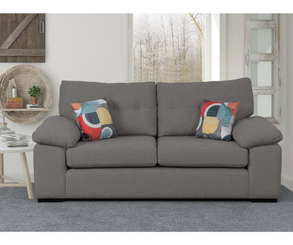 Sweet Dreams Rochester Silver Fabric 3 seater Sofa