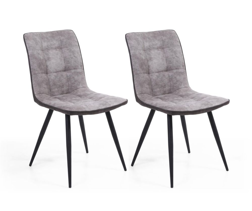 Shankar Rodeo Light Grey Suede Effect Dining Chair in Pair