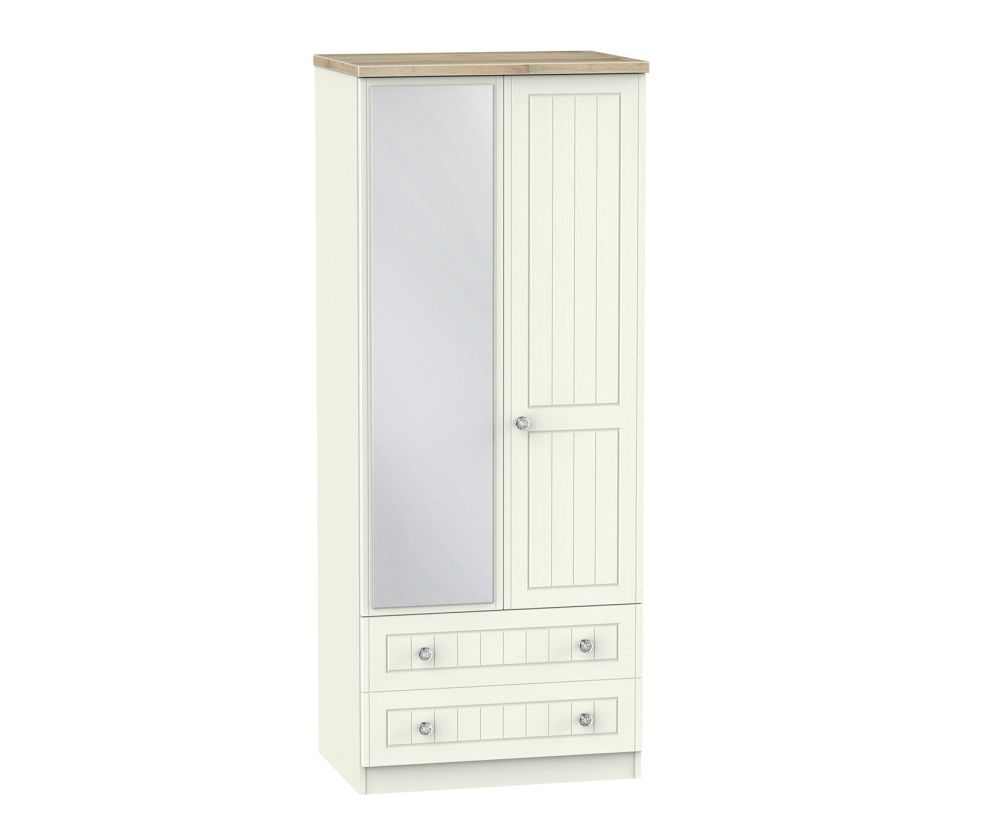 Welcome Furniture Rome 2ft6in 2 Drawer Mirror Wardrobe