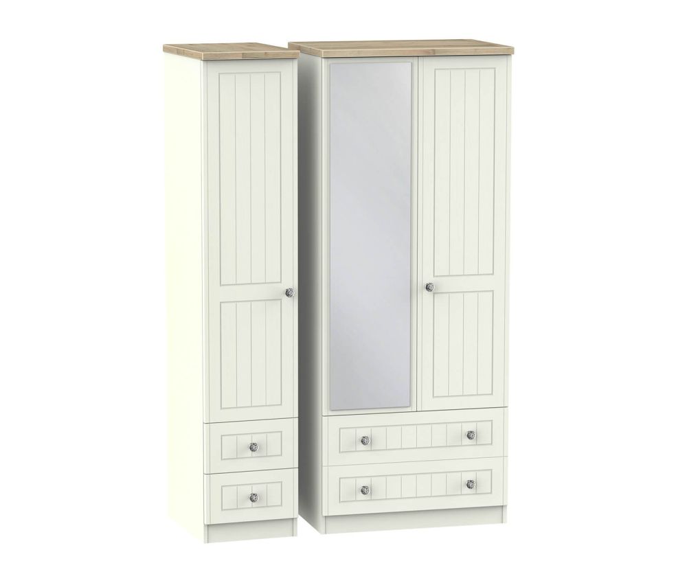 Welcome Furniture Rome Triple 2 Drawer Mirror with Drawer Wardrobe