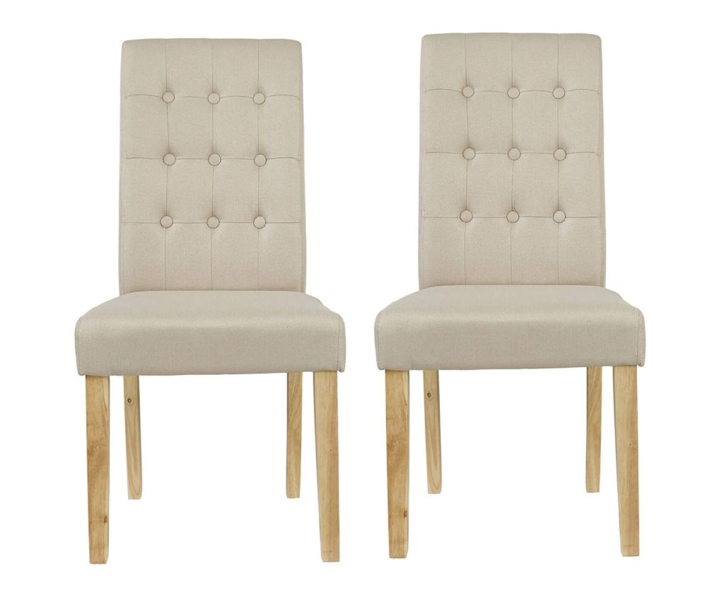 LPD Roma Beige Fabric Dining Chair in Pair