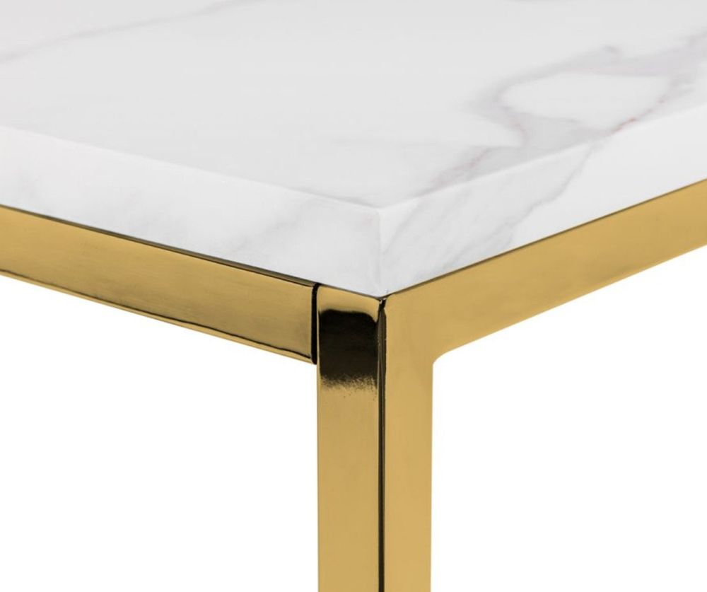 Julian Bowen Scala Gold White Marble Top Square Coffee Table