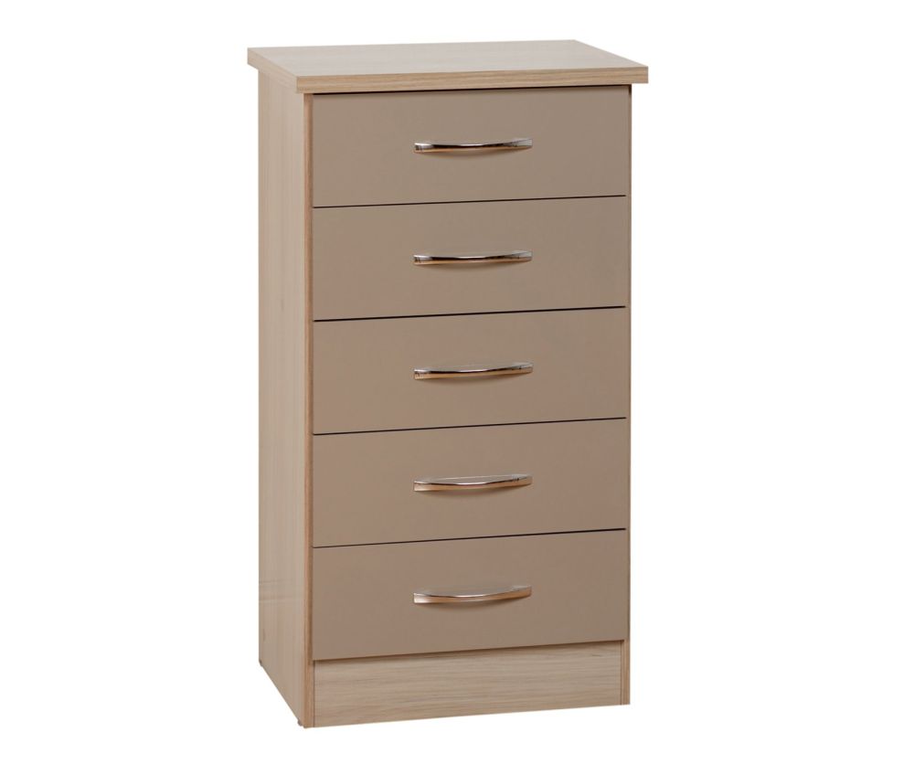 Seconique Nevada Oyster High Gloss 5 Narrow Drawer Chest