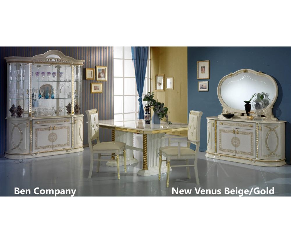 Ben Company New Venus Beige and Gold Italian 4 Door Buffet