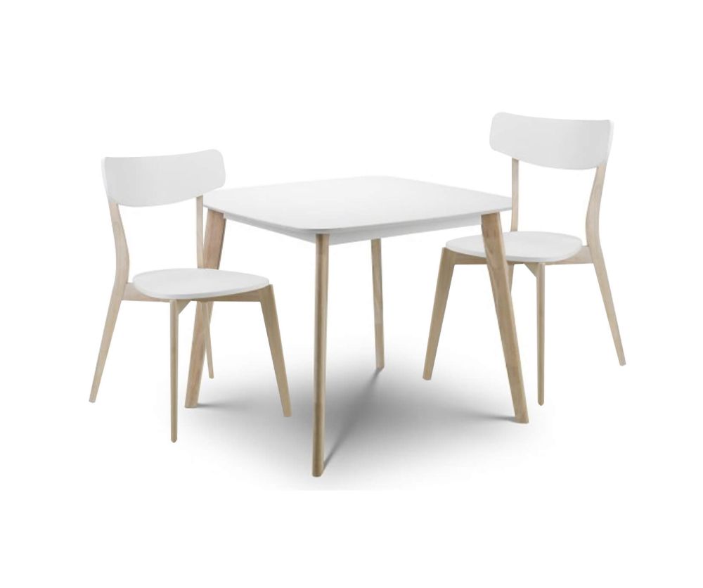 Julian Bowen Casa White and Oak Dining Table with 2 Chairs