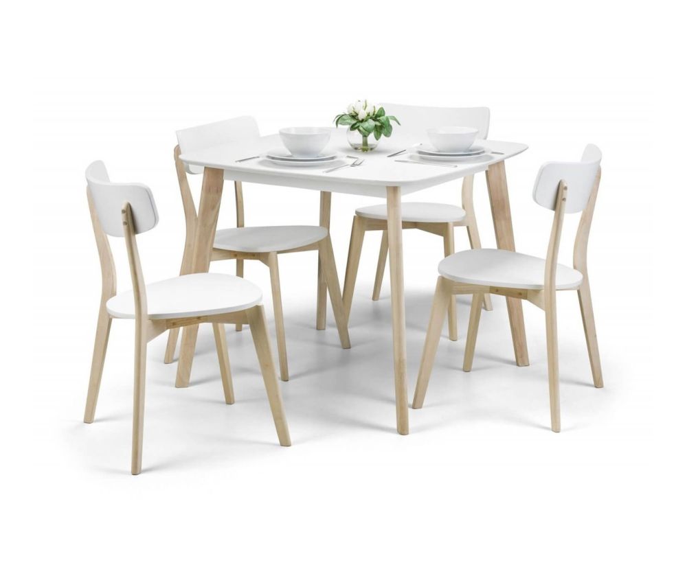 Julian Bowen Casa White and Oak Dining Table with 4 Chairs 