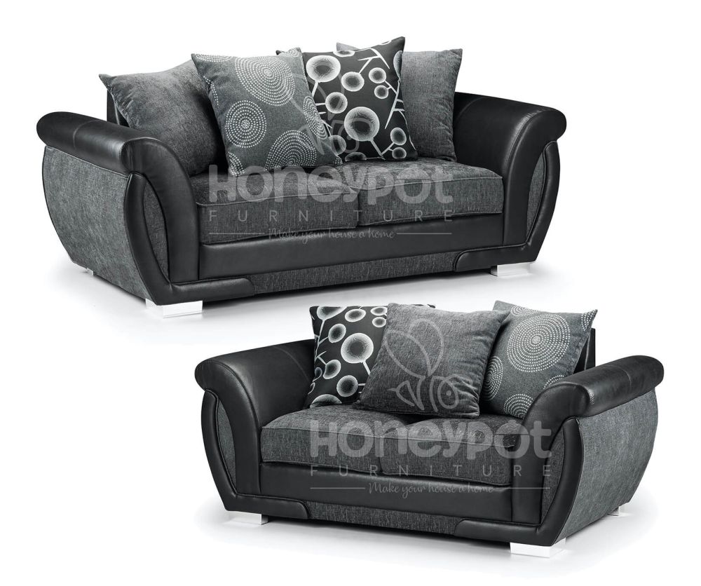 Shannon Grey and Black 3+2 Sofa Set