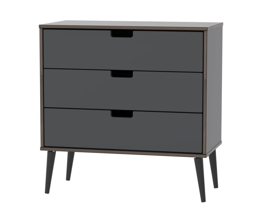 Welcome Furniture Shanghai Graphite 3 Drawer Chest with Black Wooden Legs