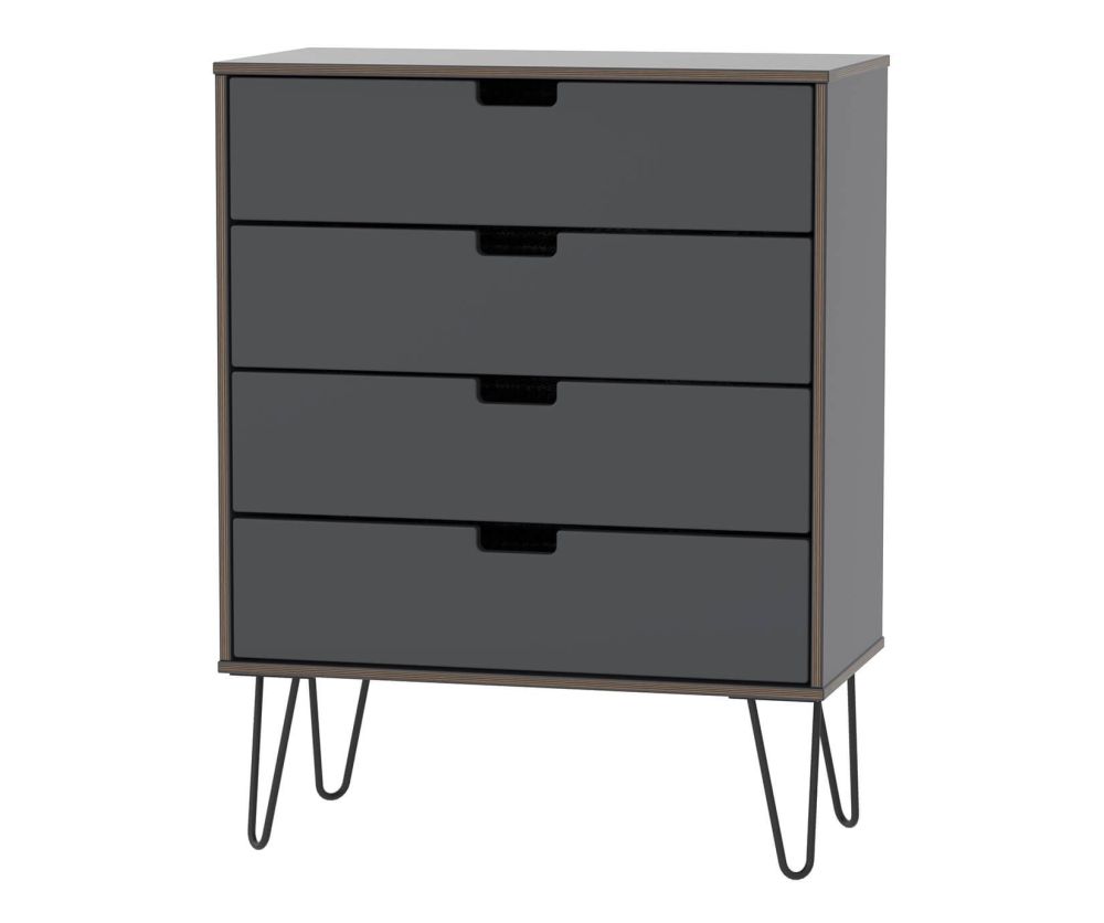 Welcome Furniture Shanghai Graphite 4 Drawer Chest with Black Metal Legs
