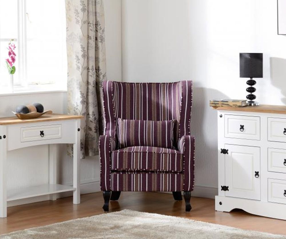 Seconique Sherborne Fireside Chair in Burgundy Stripes