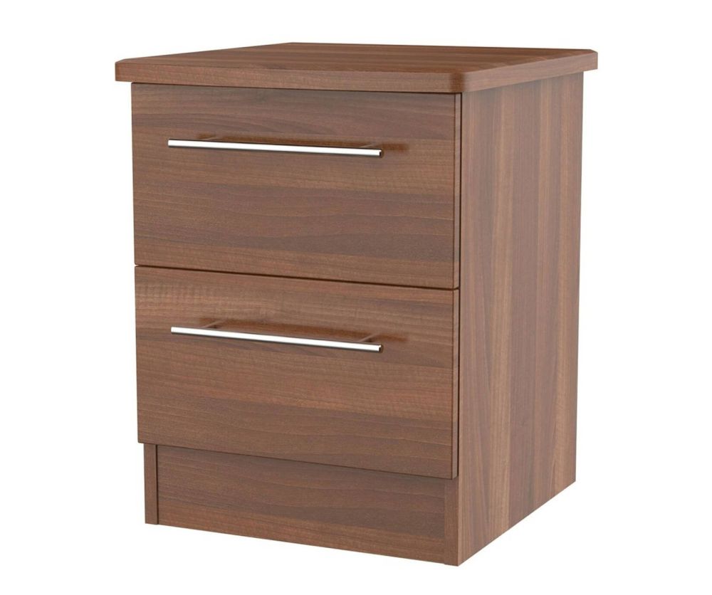 Welcome Furniture Sherwood Noche Walnut 2 Drawer Locker Bedside Cabinet