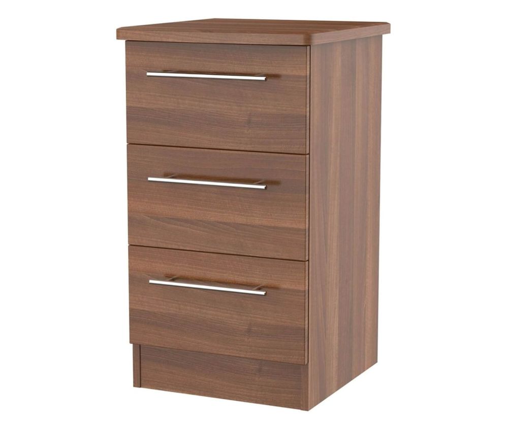 Welcome Furniture Sherwood Noche Walnut 3 Drawer Locker Bedside Cabinet