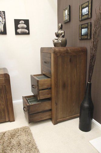 Baumhaus Shiro Walnut 3 Drawer Filling Cabinet
