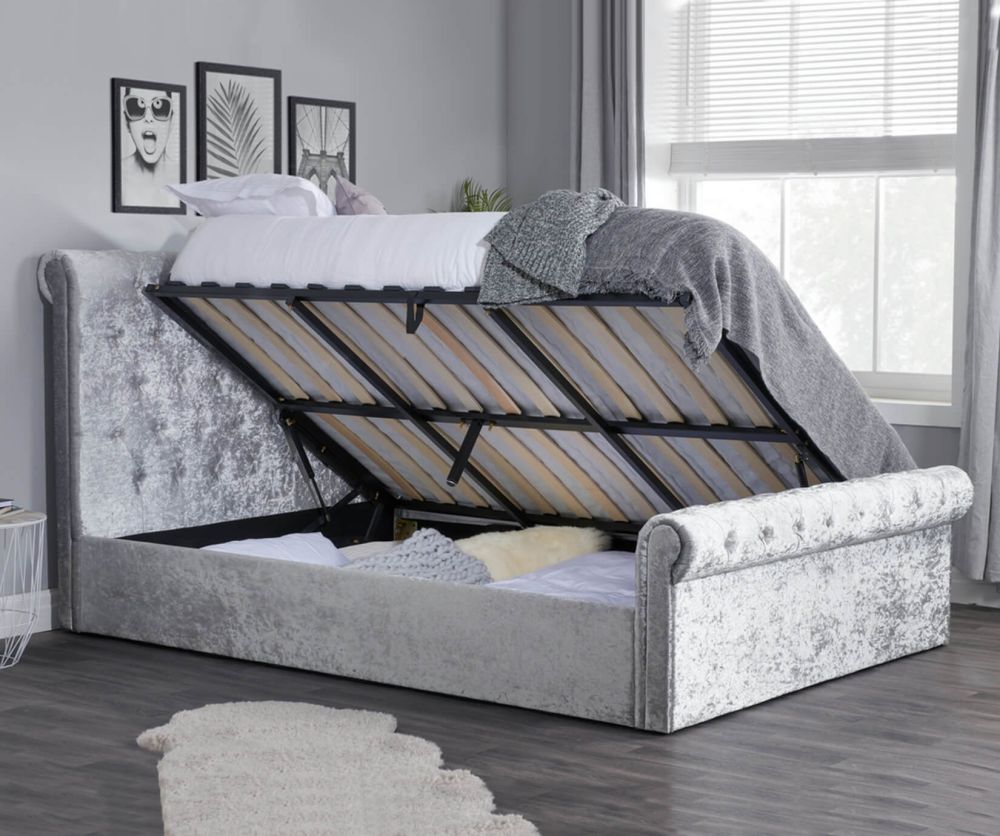 Birlea Furniture Sienna Steel Crushed Velvet Side Ottoman Bed