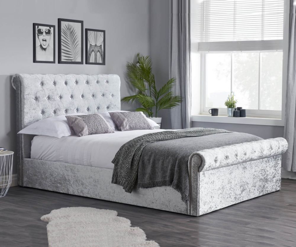 Birlea Furniture Sienna Steel Crushed Velvet Side Ottoman Bed