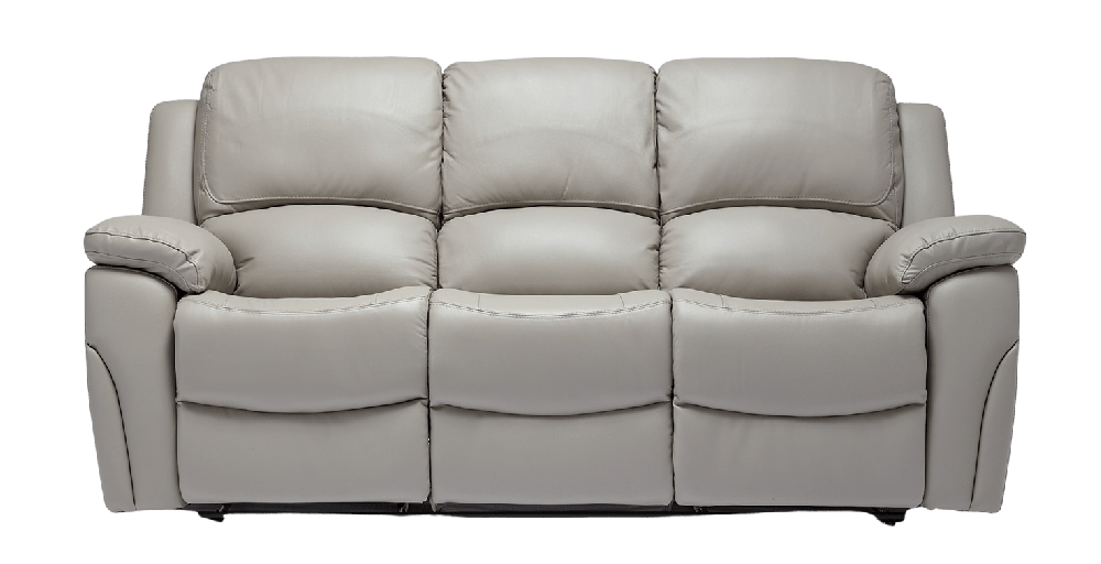 Sienna Pearl Grey Leather Manual Recliner 3 Seater Sofa