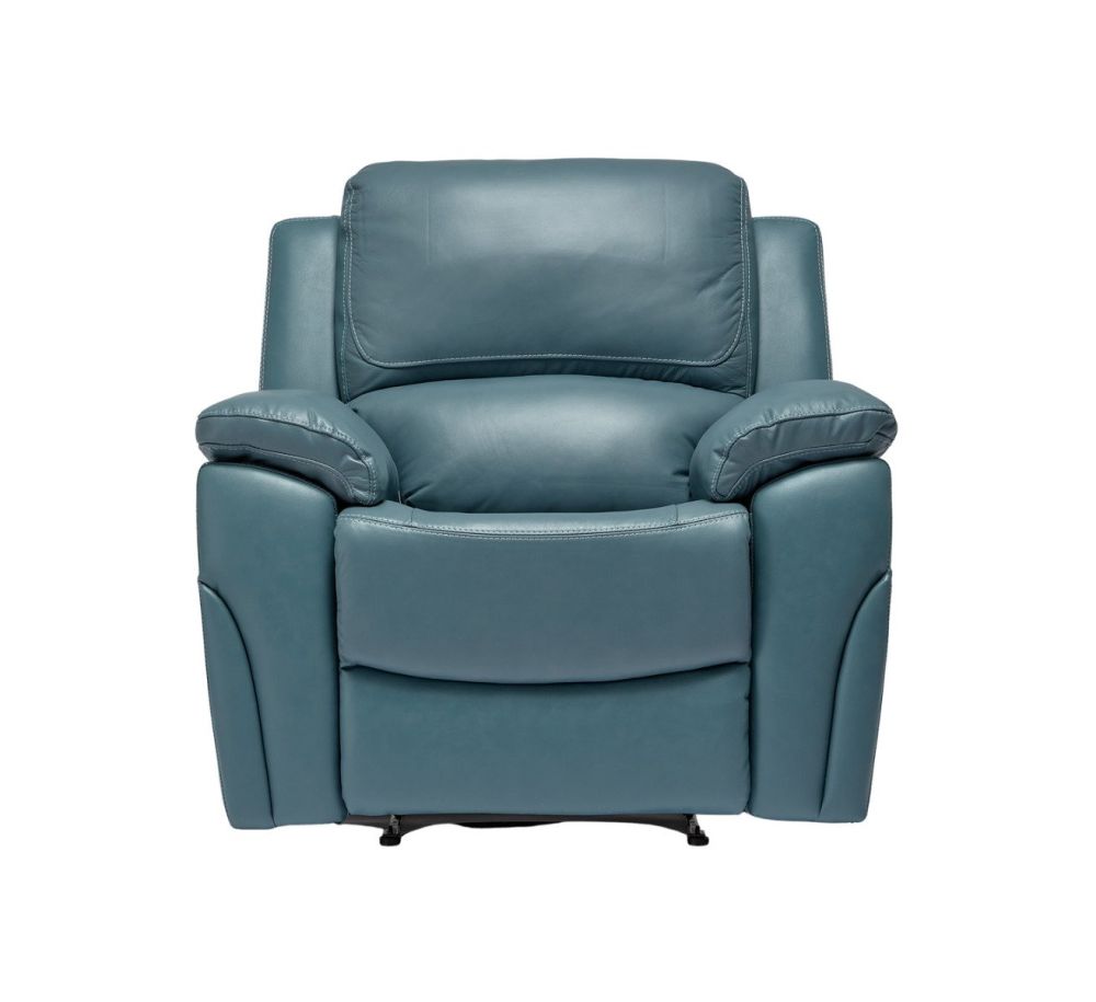 Sienna Sky Blue Leather Manual Recliner Armchair