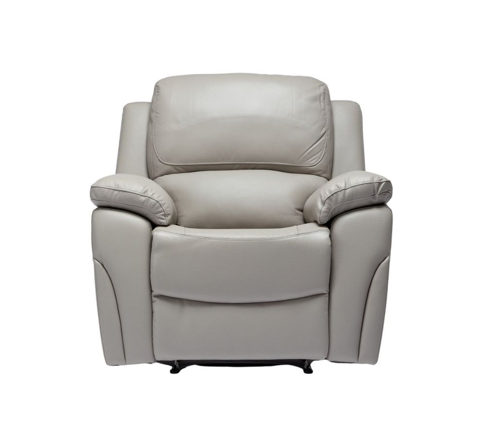 Sienna Pearl Grey Leather Manual Recliner Armchair