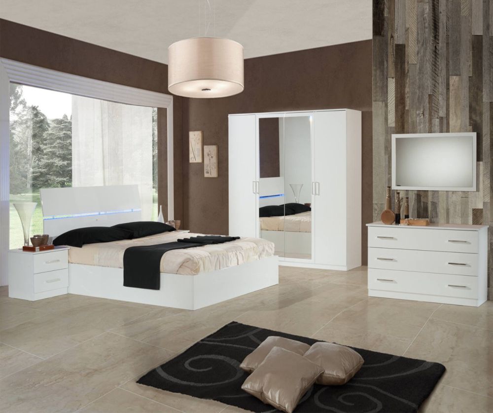 Ben Company Simona White Finish Italian Bedroom Set