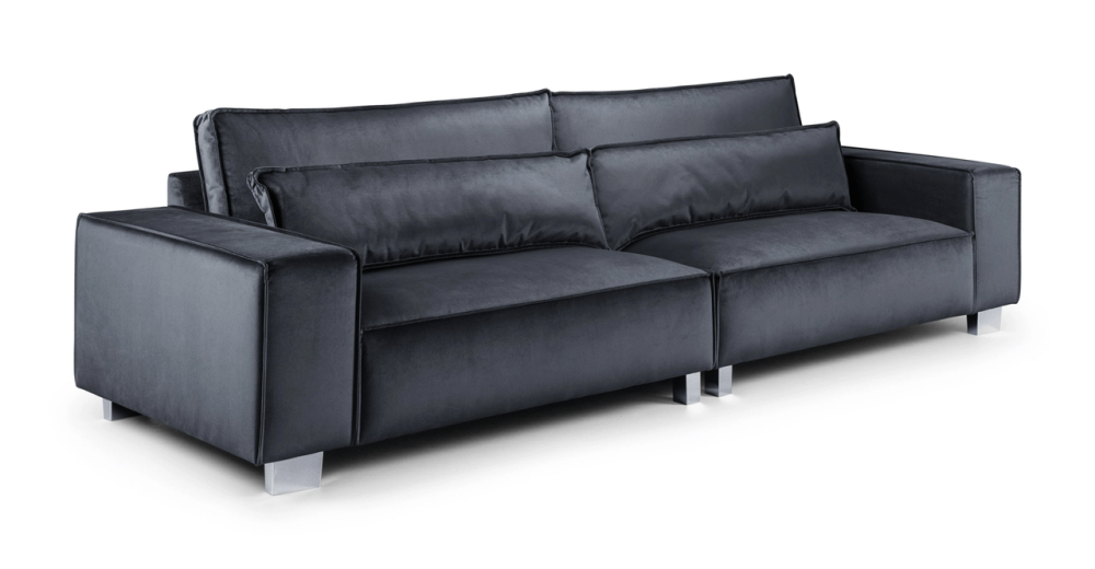 Sloane Plush Fabric Slate 4 Seater Sofa
