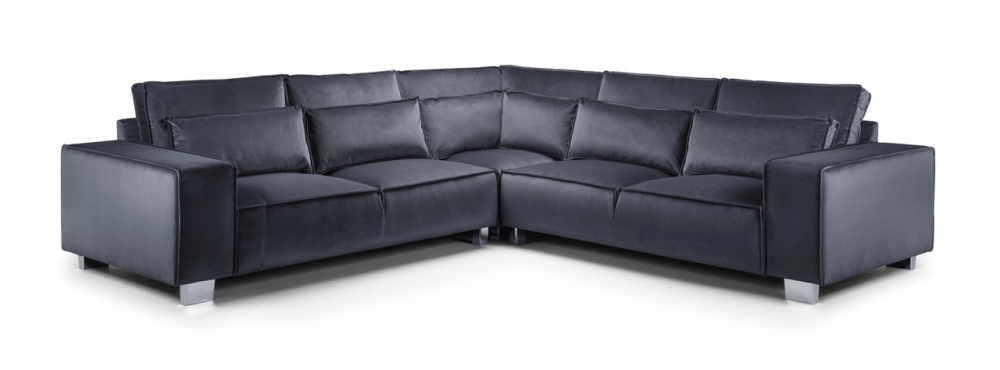 Sloane Plush Fabric Slate Large Corner Sofa