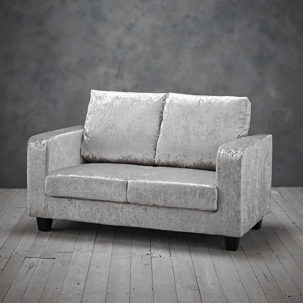 LPD Silver Crushed Velvet Sofa in a Box