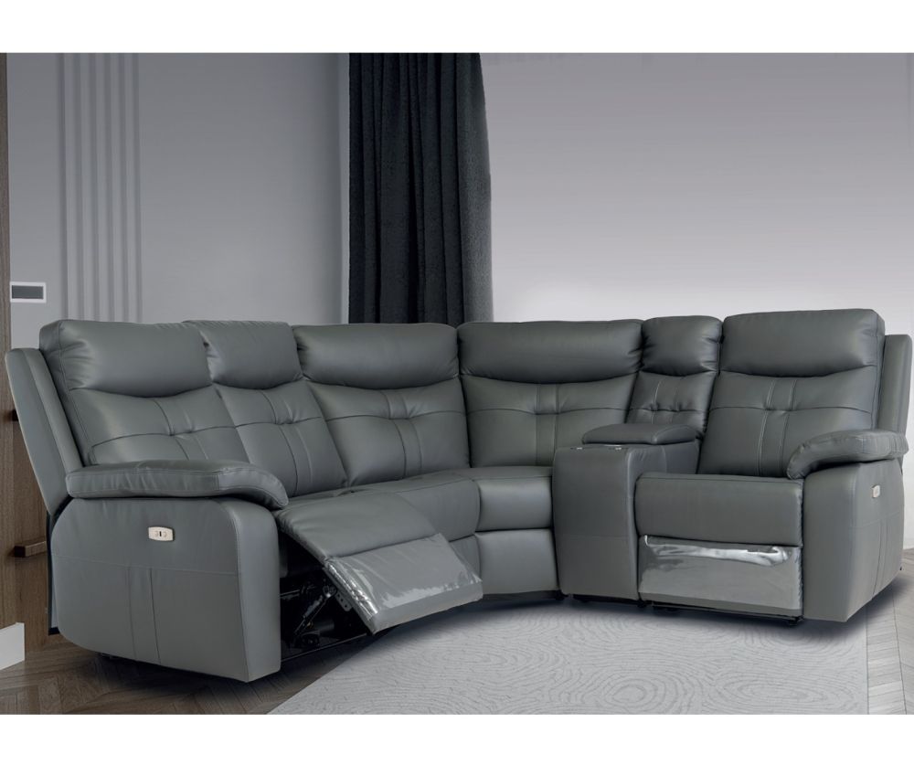 World furniture sophia charcoal leather electric recliner corner sofa