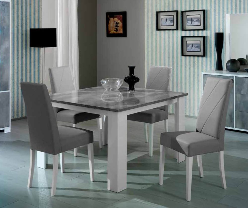 Ben Company Stella White and Grey Finish Italian Square Dining Table