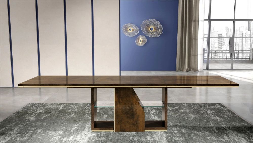 H2O Design Desiree Bronze Gold Italian Extension Dining Table Only