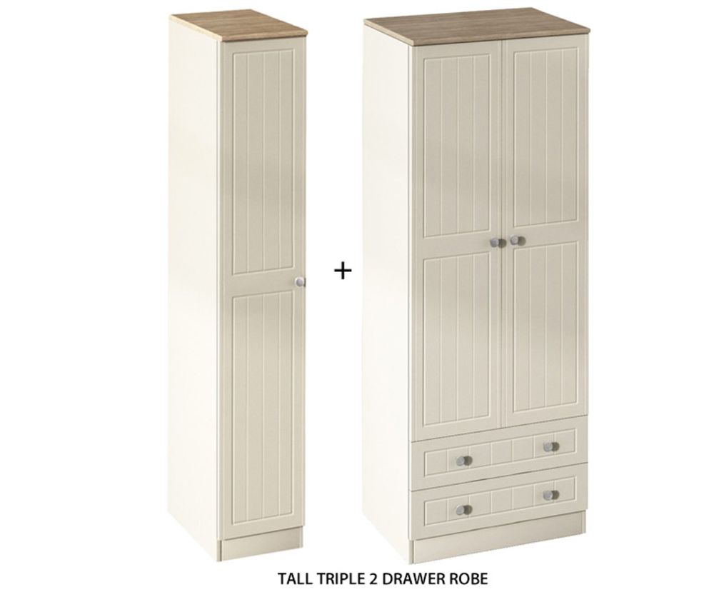 Welcome Furniture Vienna Tall Triple Wardrobe with 2 Drawer