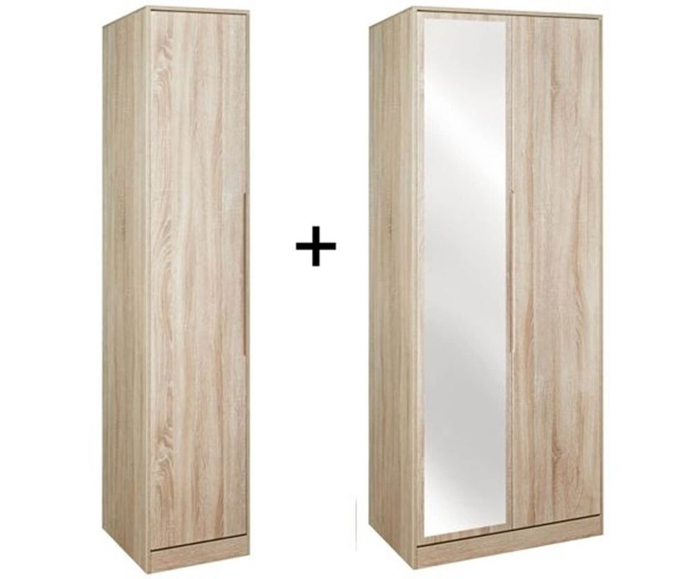 Welcome Furniture Monaco Natural Tall Triple Wardrobe with Mirror