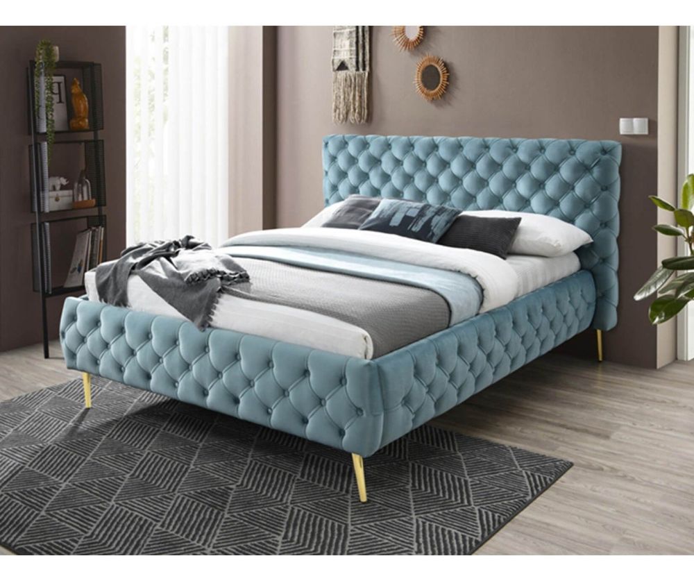Furniture Link Tiffany Crystal Velvet Fabric Bed Frame