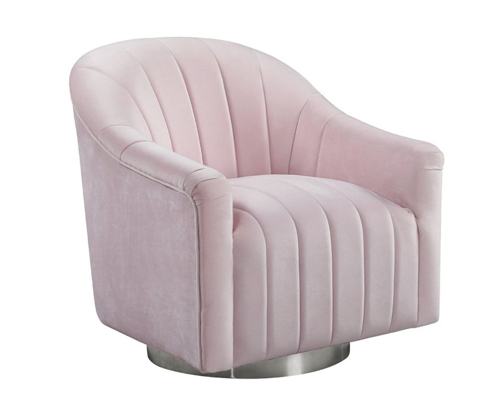 LPD Tiffany Pink Fabric Swivel Armchair