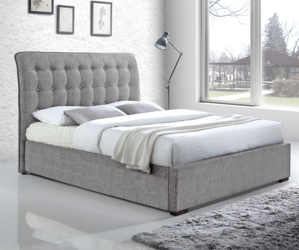 Time Living Hamilton Light Grey Fabric Bed Frame