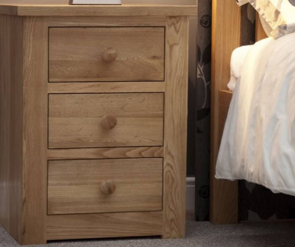 Homestyle GB Torino Oak 3 Drawer Narrow Bedside Cabinet