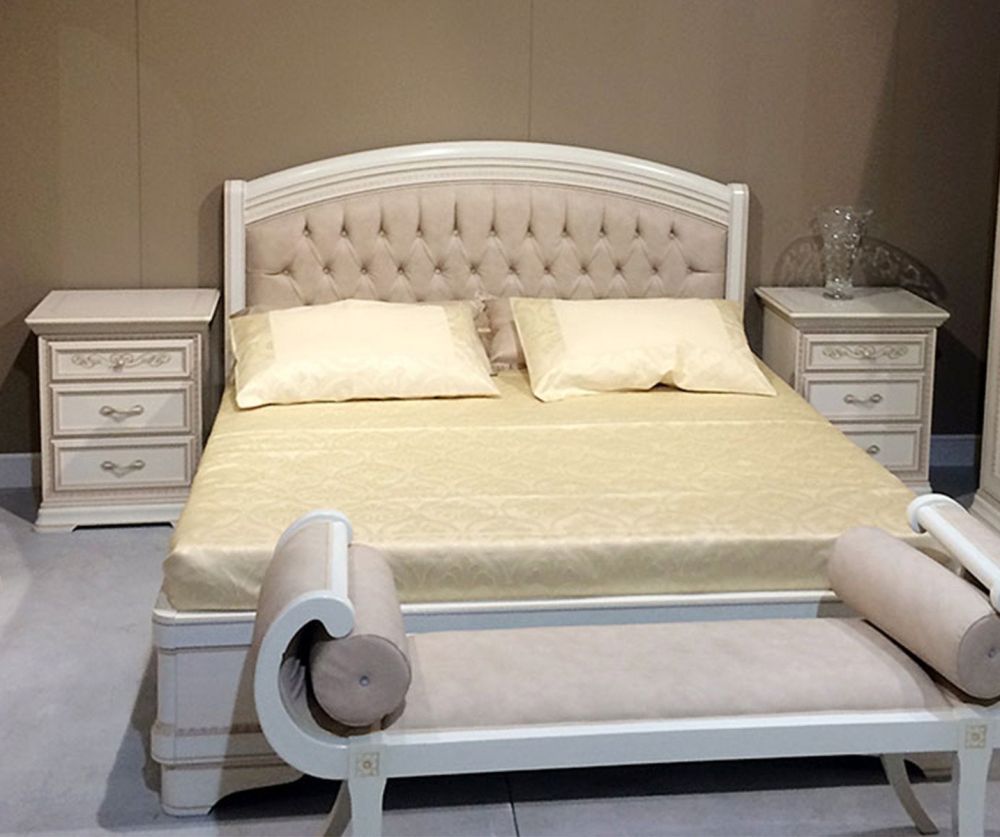Camel Group Torriani Ivory Finish Upholstered Bed Frame