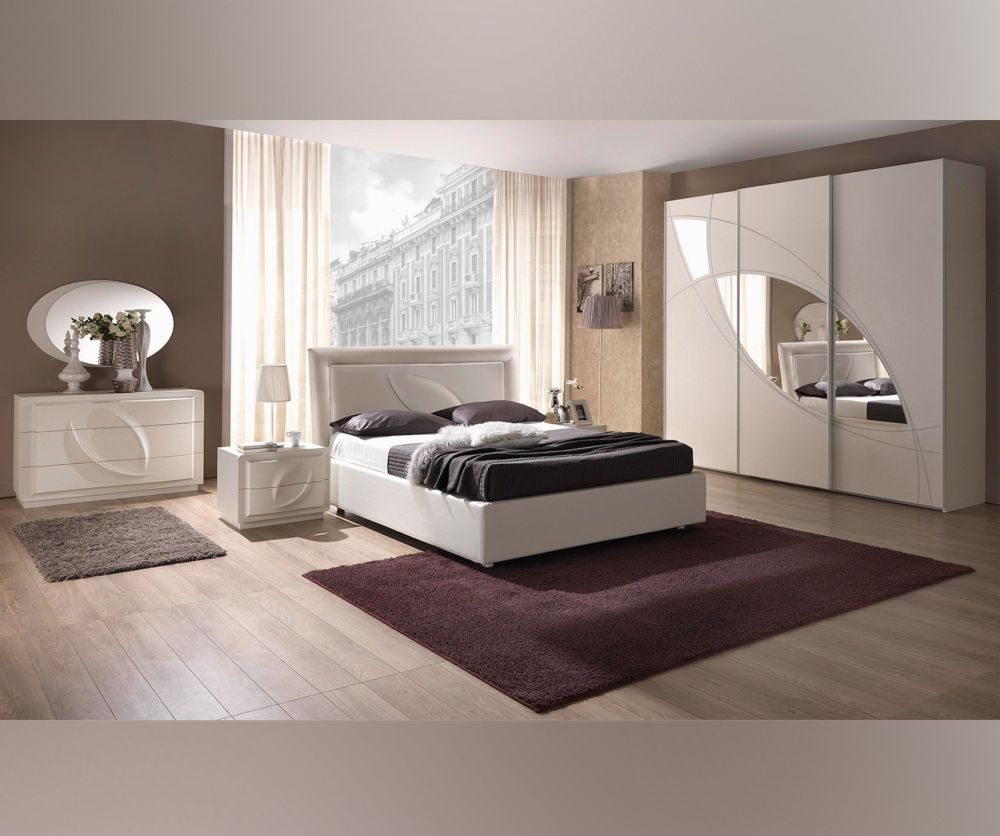 Tuttomobili Trevi White Bedroom Set with 3 Door Wardrobe