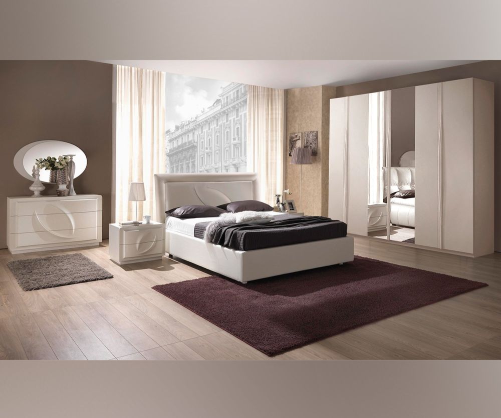Tuttomobili Trevi White Bedroom Set with 6 Door Wardrobe