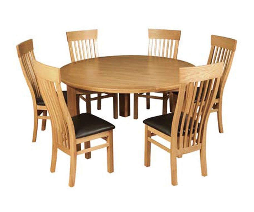 Annaghmore Treviso Oak 150cm Round Dining Table with 6 Treviso Dining Chairs